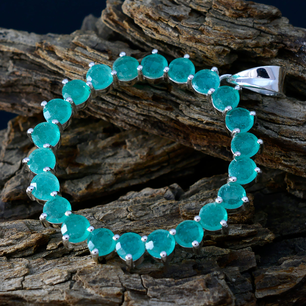 Ciondolo multiplo Florencia Eternity Green in argento latinoamericano essenziale con smeraldo indiano Immagine secondaria del prodotto