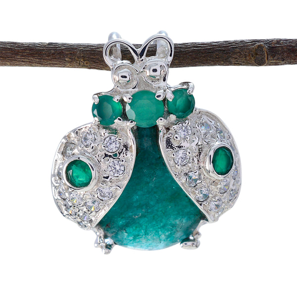 Indian Emerald Featherlight Middle Eastern 92.5 Silver multiple Green Pendant