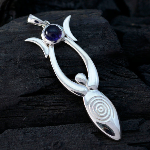 Iolite Tiny Spanish 92.5 Silver Solitaire Ellie Trendy Blue Pendant Jewellery