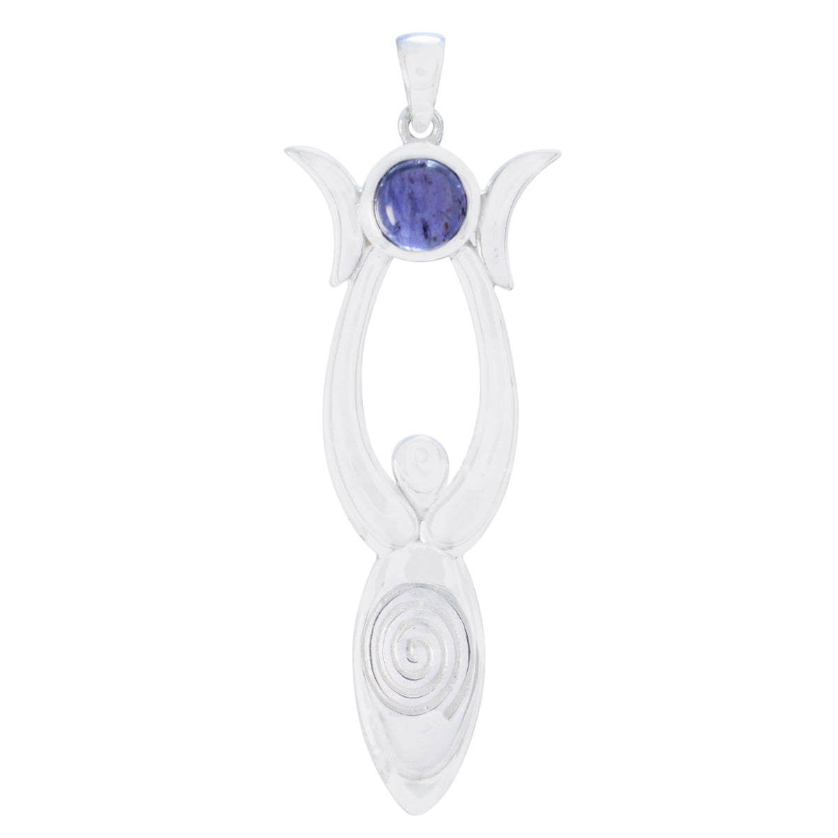 Iolite Tiny Spanish 92.5 Silver Solitaire Blue Pendant