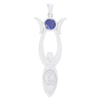 Iolite Tiny Spanish 92.5 Silver Solitaire Blue Pendant