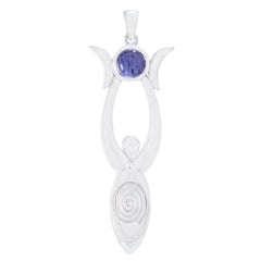 Iolite Tiny Spanish 92.5 Silver Solitaire Blue Pendant