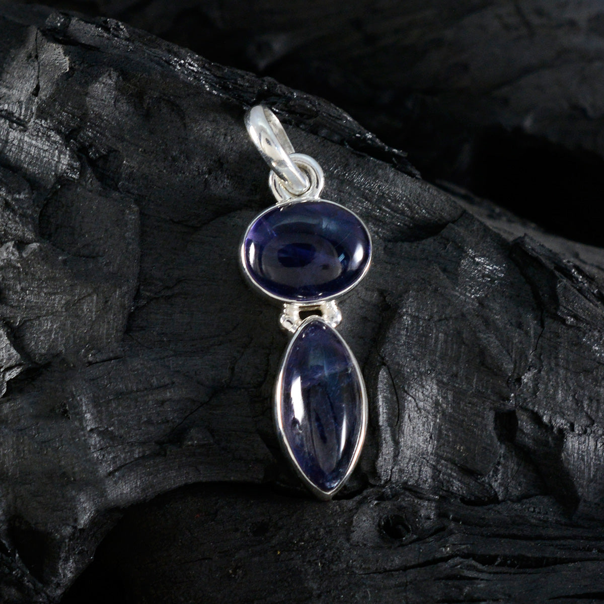 Ciondolo Toi et Moi Evelyn Eternity Blue in argento 92,5, sottile come un sussurro, in iolite, messicano