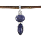 Iolite Whisper-thin Mexican 92.5 Silver Toi et Moi Blue Pendant