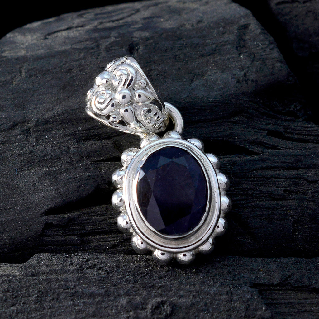 Iolite Classic Moroccan 92.5 Silver Solitaire Lourdes Rope-Wire Blue Pendant Jewellery