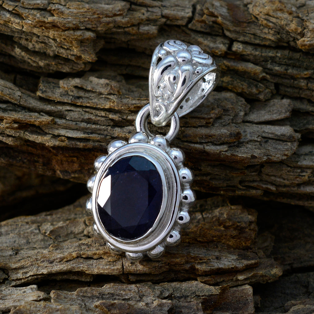 Iolite Classic Moroccan 92.5 Silver Solitaire Lourdes Rope-Wire Blue Pendant Jewellery