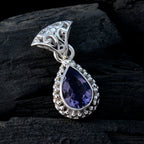 Iolite Featherlight Moroccan 92.5 Silver Solitaire Amelia Rope-Wire Blue Pendant Jewellery