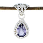 Iolite Featherlight Moroccan 92.5 Silver Solitaire Blue Pendant