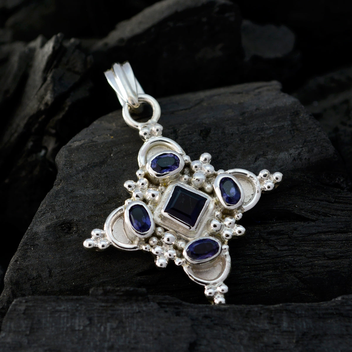 Iolite Minimal Mexican Silver multiple Lili Cocktail Blue Pendant Jewelry