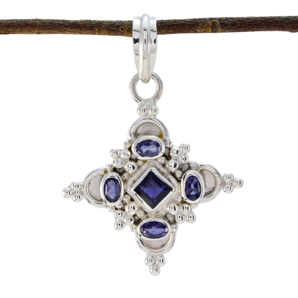Iolite Minimal Mexican Silver multiple Blue Pendant