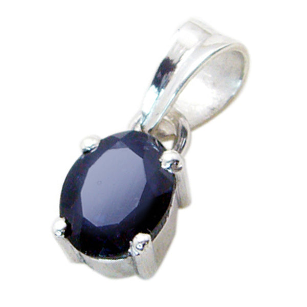 Iolite Delicate German 92.5 Silver Solitaire Blue Pendant