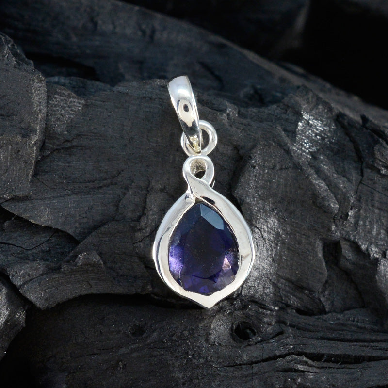 Iolite Elegant Japanese 92.5 Silver Solitaire Li Lee Bubble Blue Pendant Jewellery