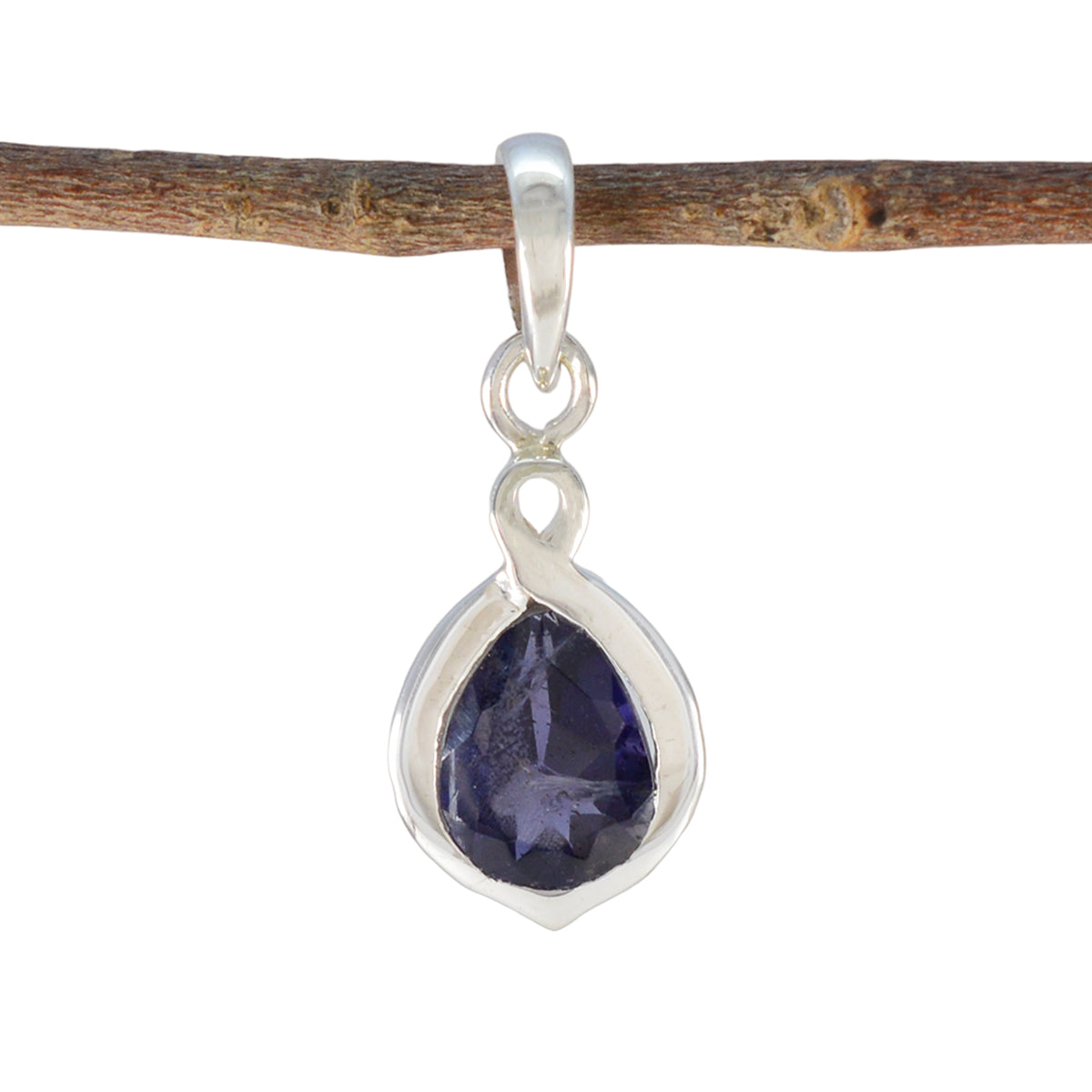 Iolite Elegant Japanese 92.5 Silver Solitaire Blue Pendant Imagen principal del producto