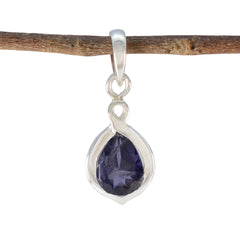 Iolite Elegant Japanese 92.5 Silver Solitaire Blue Pendant