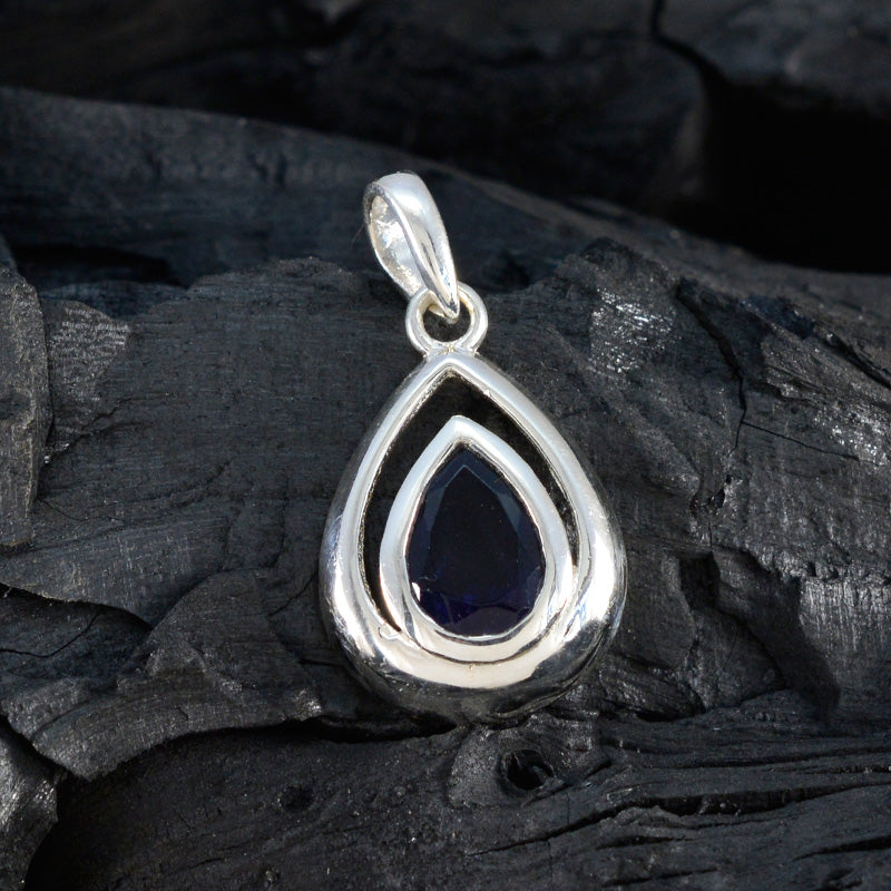 Iolite Delicate Italian 925 Silver Solitaire Natalia Fairytale Blue Pendant Jewelry