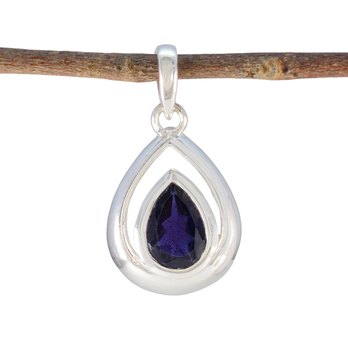 Iolite Delicate Italian 925 Silver Solitaire Blue Pendant Huvudsaklig produktbild