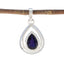 Iolite Delicate Italian 925 Silver Solitaire Blue Pendant