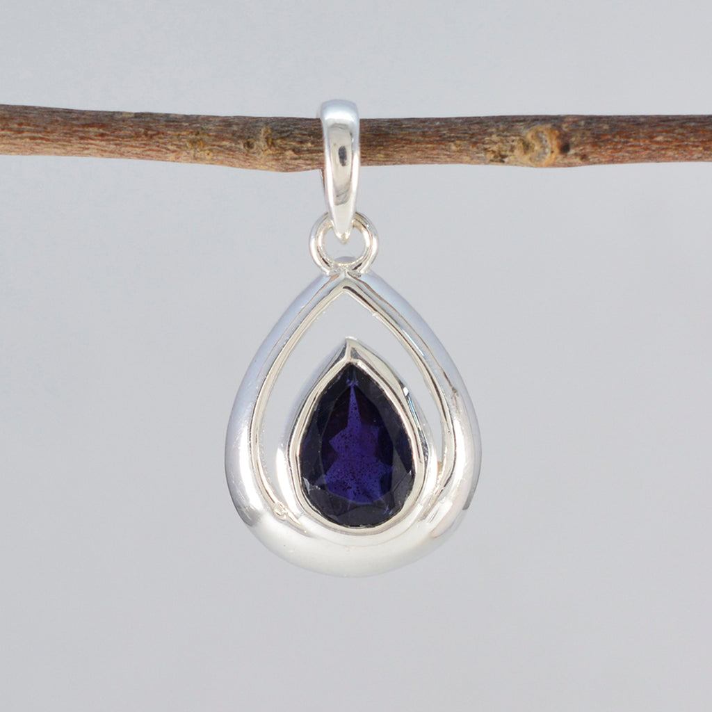 Iolite Delicate Italian 925 Silver Solitaire Natalia Fairytale Blue Pendant Jewelry