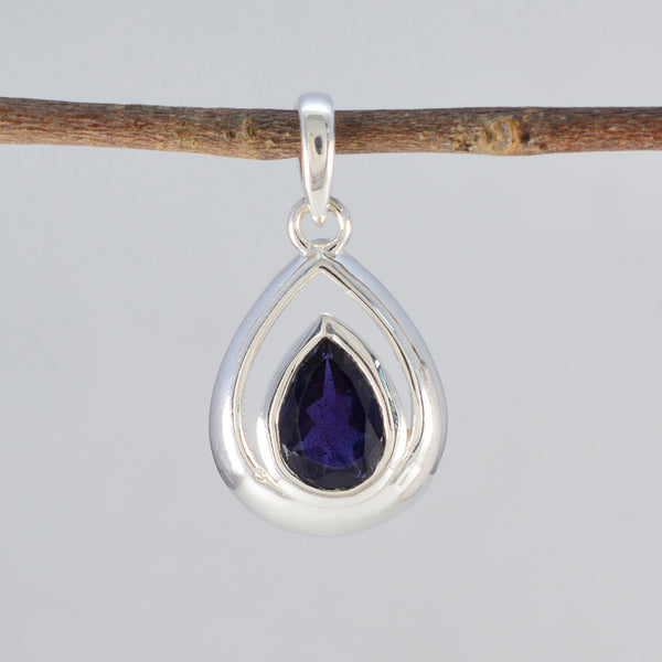 Iolite Delicate Italian 925 Silver Solitaire Natalia Fairytale Blue Pendant Jewelry