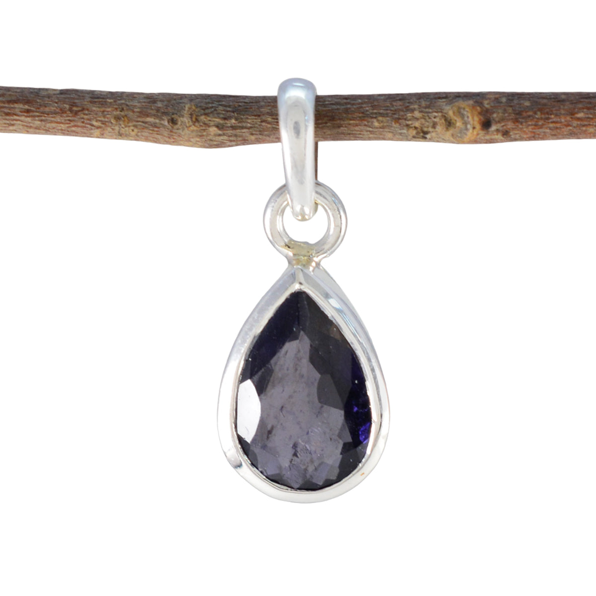 Iolite Elegant Japanese 92.5 Silver Solitaire Blue Pendant Huvudsaklig produktbild