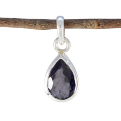 Iolite Elegant Japanese 92.5 Silver Solitaire Blue Pendant