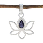Iolite Delicate French Sterling Silver Solitaire Blue Pendant