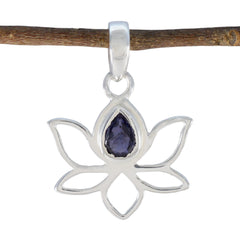 Iolite Delicate French Sterling Silver Solitaire Blue Pendant