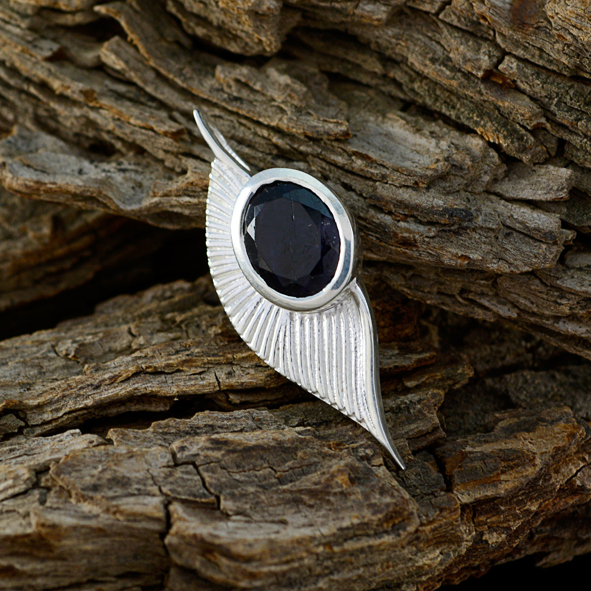 Iolite Whisper-thin Italian Sterling Silver Solitaire Blue Pendant