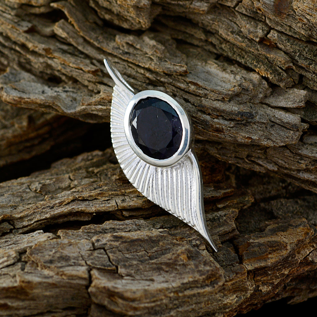 Iolite Whisper-thin Italian Sterling Silver Solitaire Blue Pendant