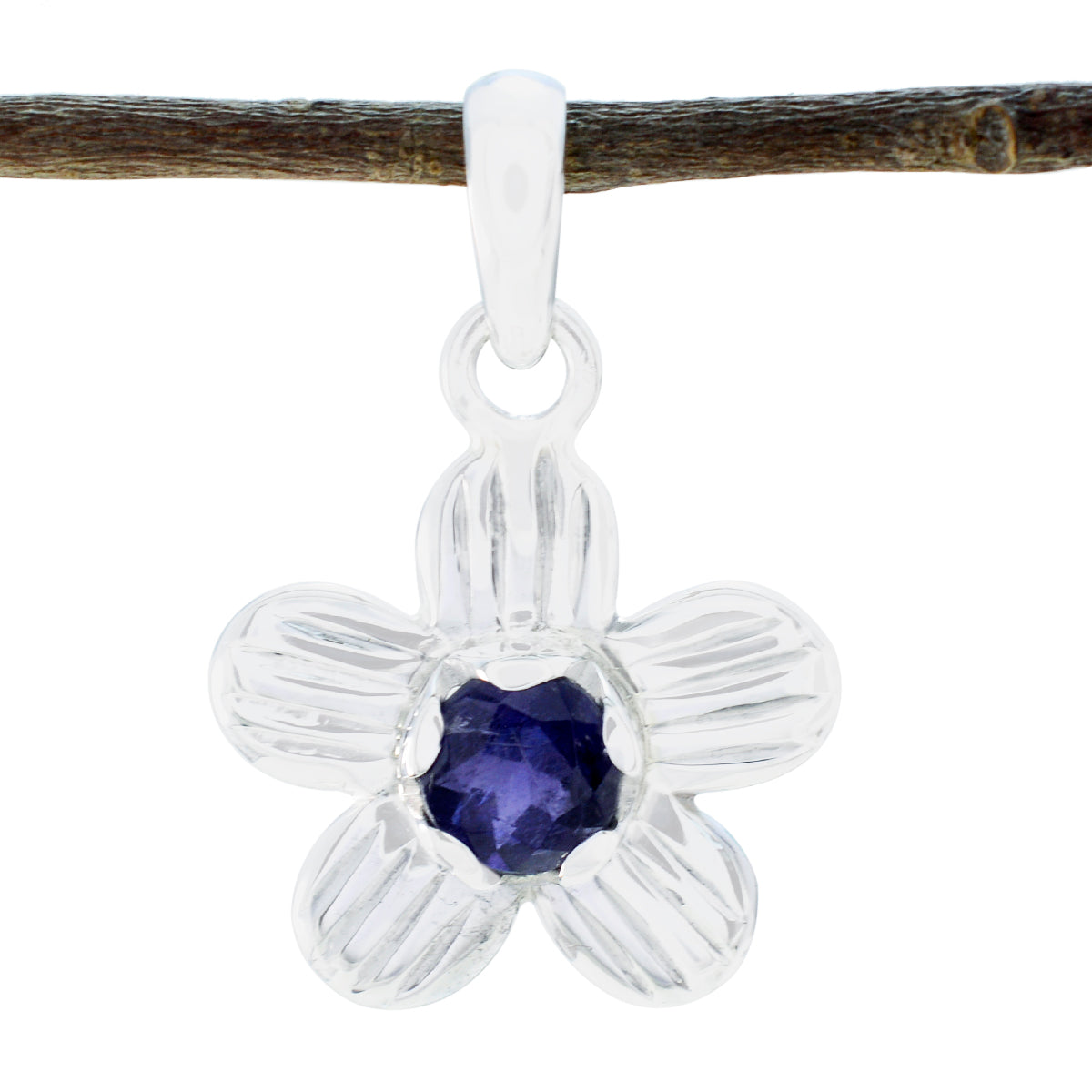Iolite Dainty German Sterling Silver Solitaire Blue Pendant Huvudsaklig produktbild