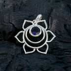 Iolite Dainty Italian 925 Silver Solitaire Ida Rope-Wire Blue Pendant Jewelry