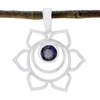 Iolite Dainty Italian 925 Silver Solitaire Blue Pendant