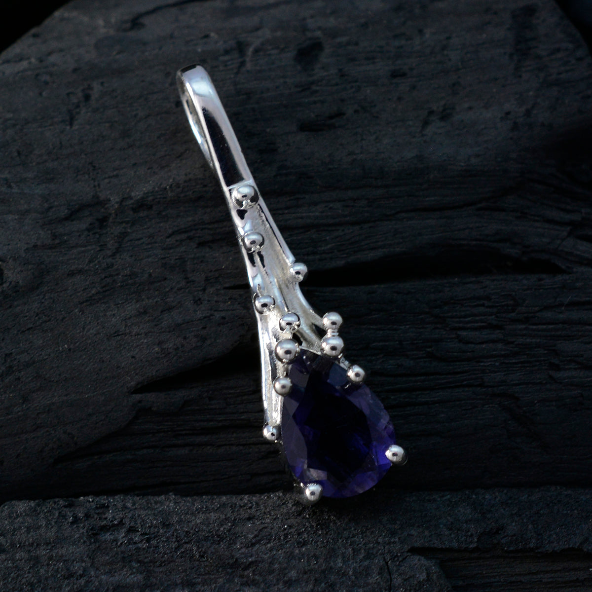 Iolite Delicate French 92.5 Silver Solitaire Andrea Fairytale Blue Pendant Jewellery