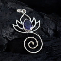 Iolite Dainty French 92.5 Silver Solitaire Dayana Rope-Wire Blue Pendant Jewellery