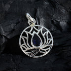 Iolite Dainty French 92.5 Silver Solitaire Charlotte Rope-Wire Blue Pendant Jewellery