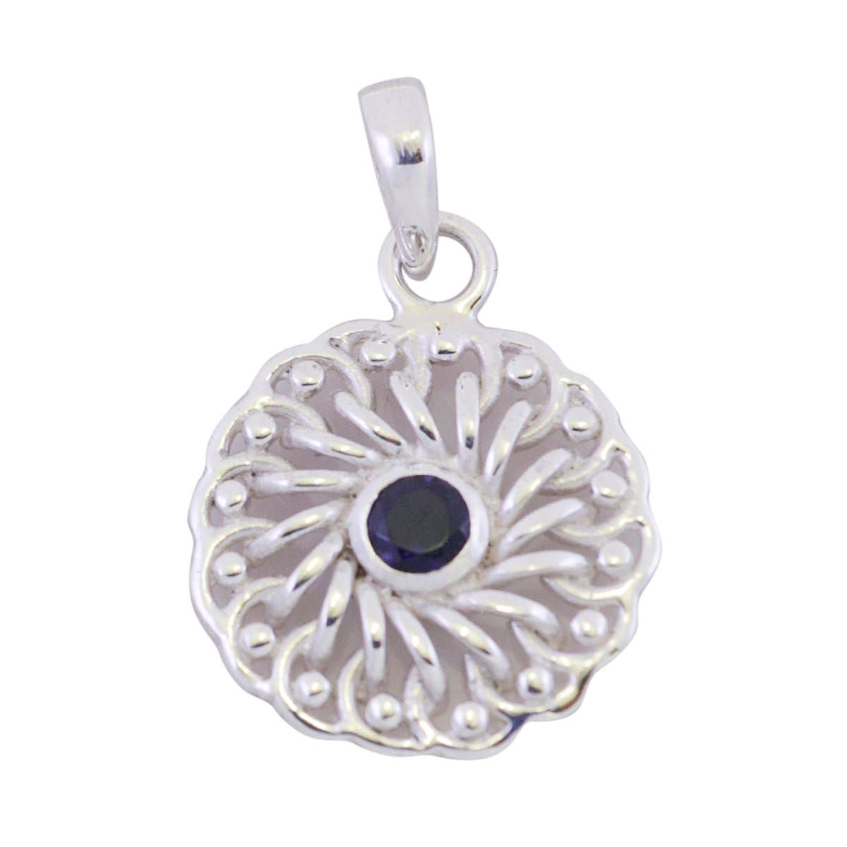 Iolite Fjäderlätt Spanskt 92.5 Silver Solitaire Hanna Victorian Blue Hängsmycke