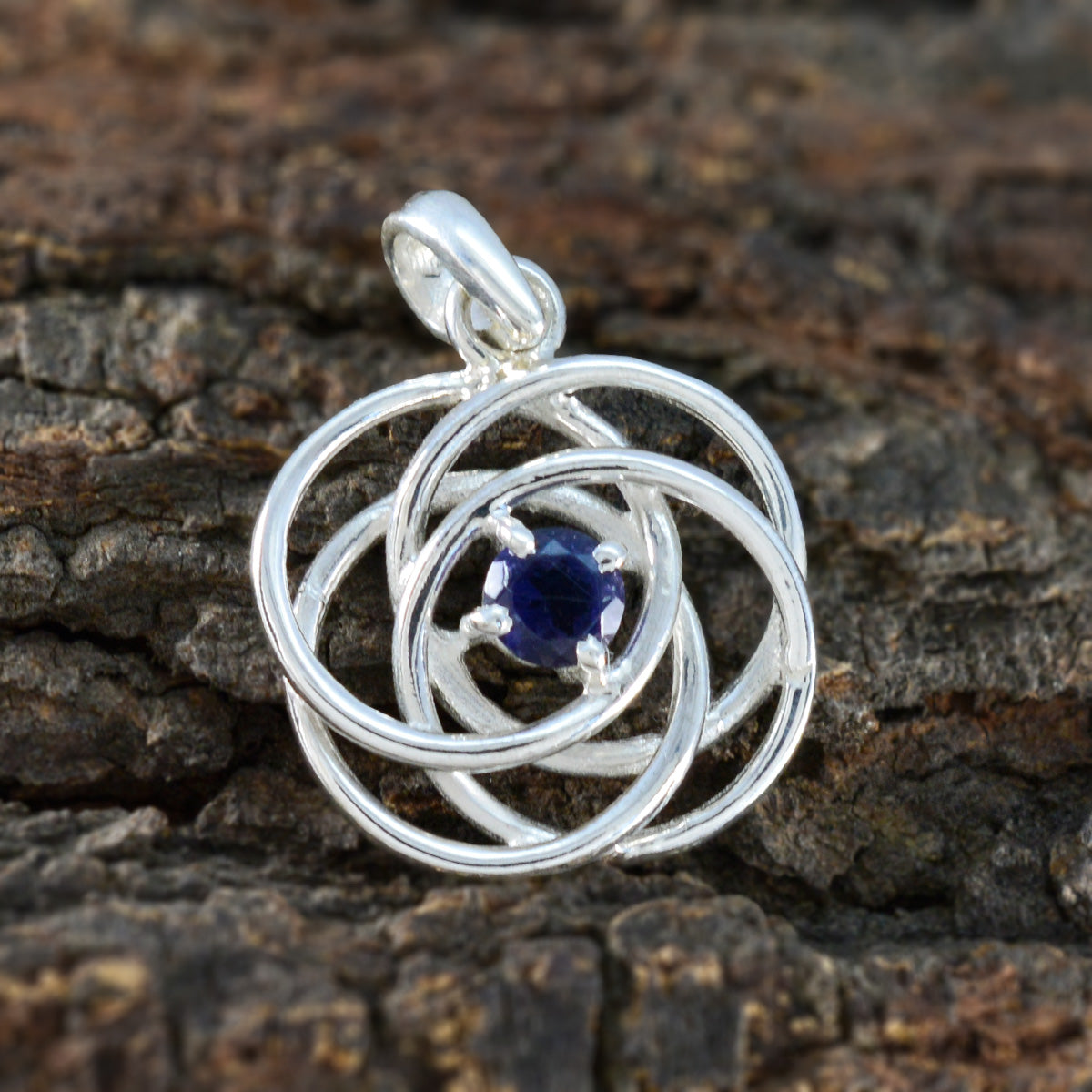 Iolite Delicate French Sterling Silver Solitaire Aaliyah Retro Blue Pendant Jewellery