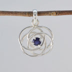 Iolite Delicate French Sterling Silver Solitaire Aaliyah Retro Blue Pendant Jewellery