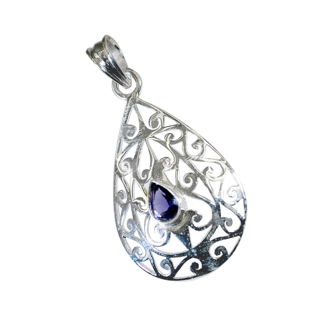 Iolite Essential Spanish 92.5 Silver Solitaire Blue Pendant
