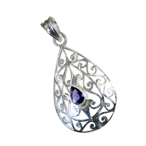 Iolite Essential Spanish 92.5 Silver Solitaire Blue Pendant