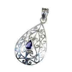 Iolite Essential Spanish 92.5 Silver Solitaire Anna Victorian Blue Pendant Jewellery