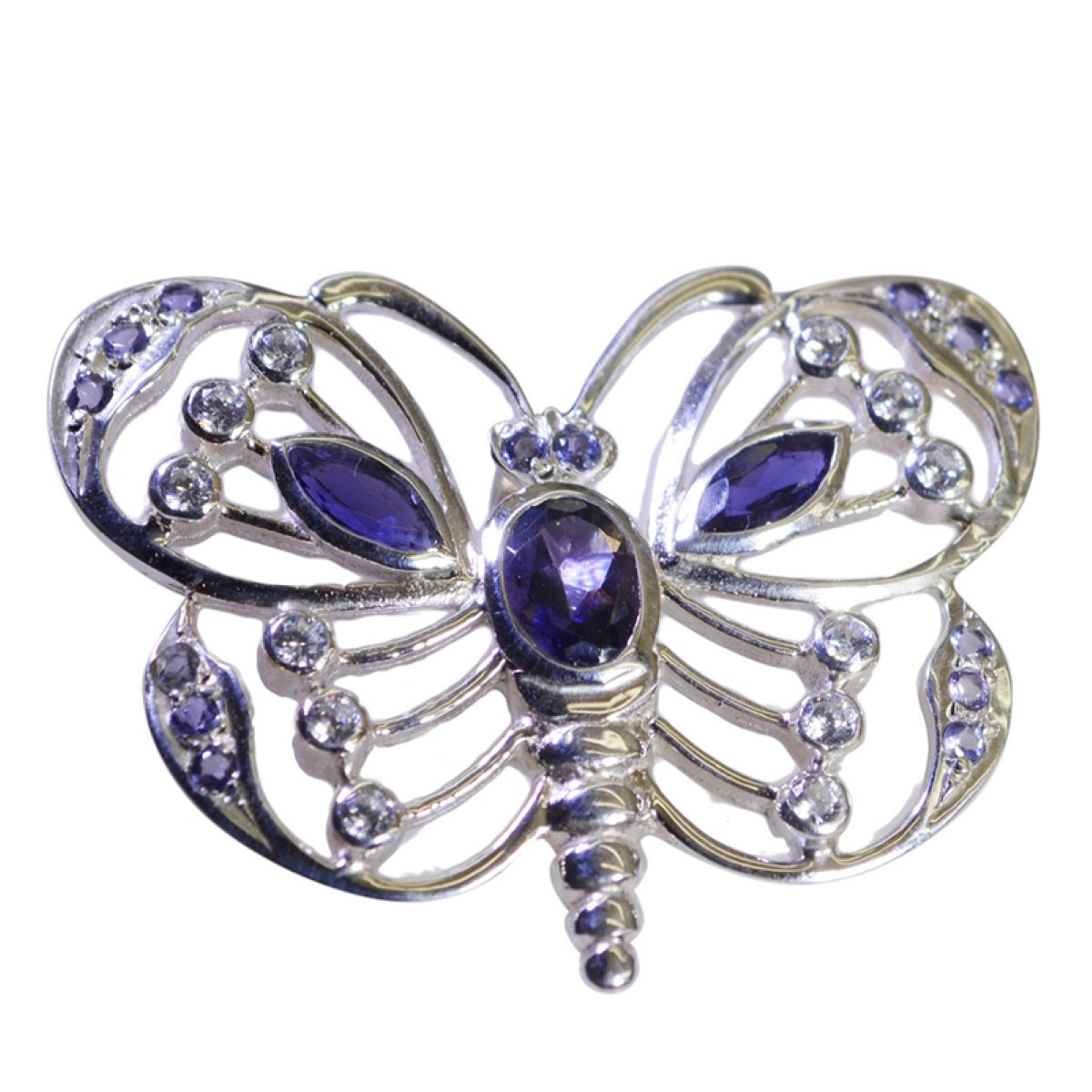 Iolite Whisper-thin Middle Eastern 925 Silver multiple Blue Pendant Hoofdafbeelding