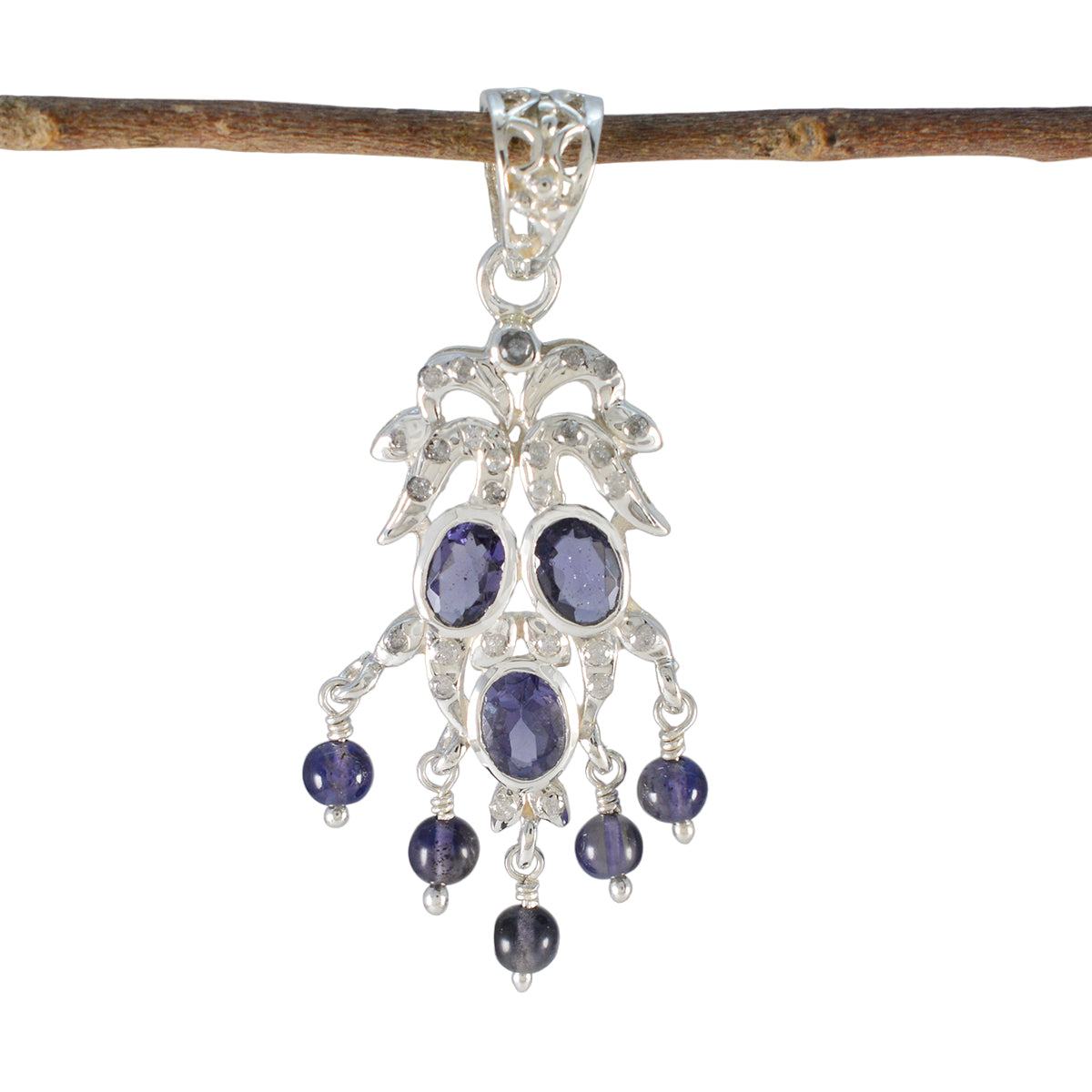 Iolite Featherlight Australian 925 Silver multiple Blue Pendant