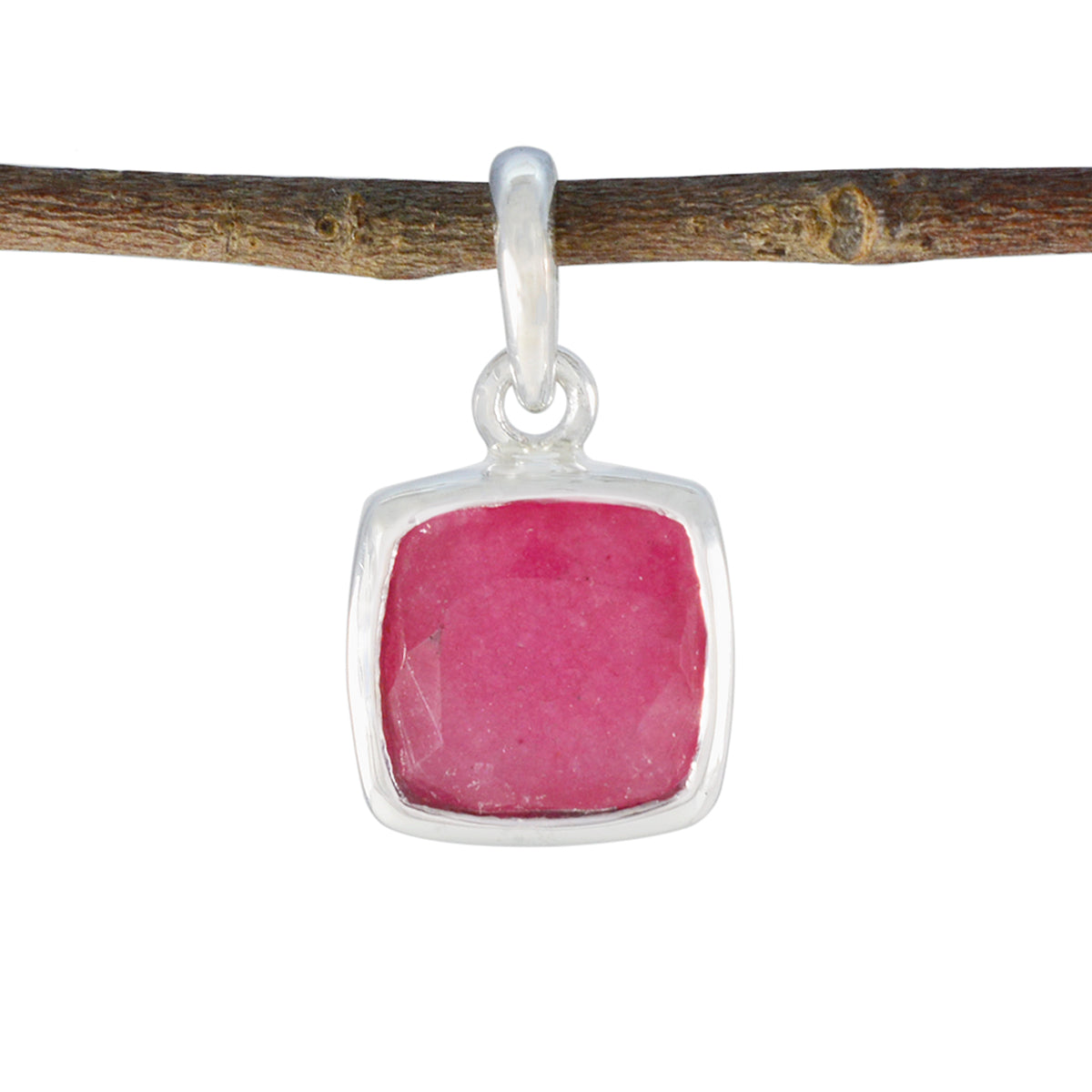 Indian Ruby Dainty Italian 925 Silver Solitaire Red Pendant Huvudsaklig produktbild
