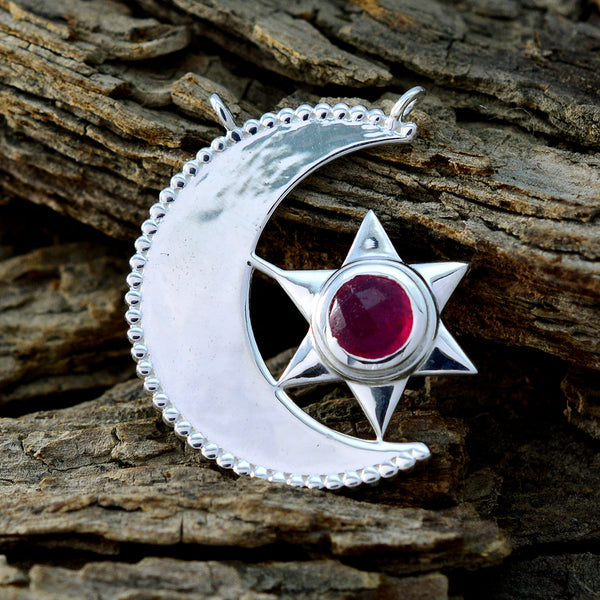 Indian Ruby Delicate Italian Silver Solitaire Zoe wedding Red Pendant Jewelry
