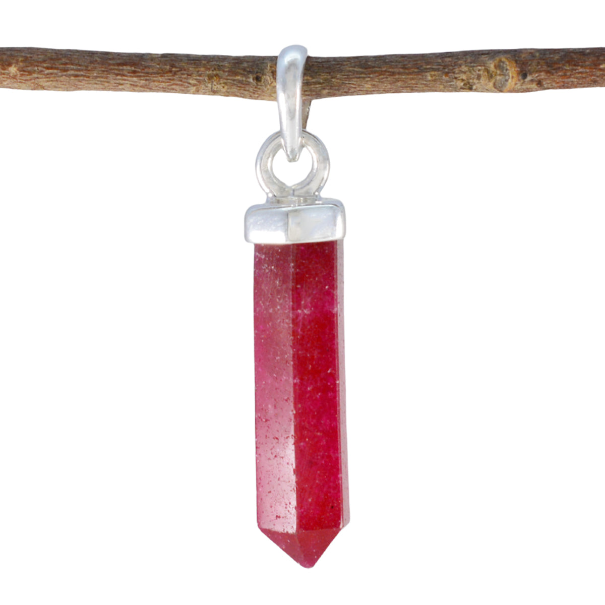 Indian Ruby Tiny Moroccan Silver Solitaire Red Pendant