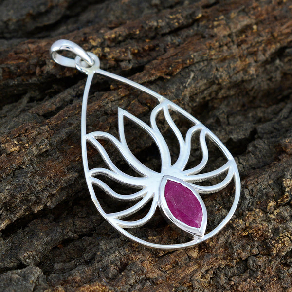 Indian Ruby Dainty Spanish Sterling Silver Solitaire Evelyn Rope-Wire Red Pendant Jewellery