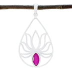Indian Ruby Dainty Spanish Sterling Silver Solitaire Red Pendant