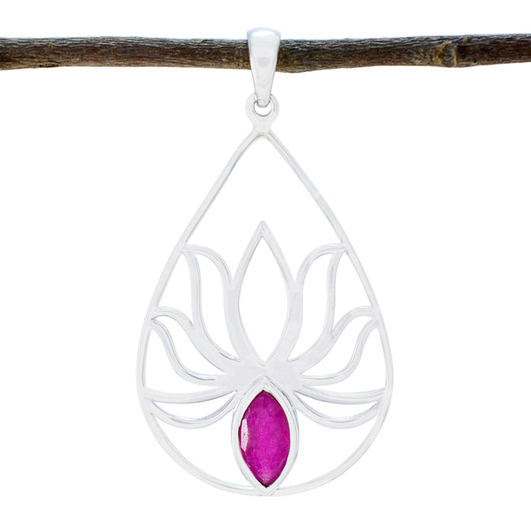 Indian Ruby Dainty Spanish Sterling Silver Solitaire Red Pendant