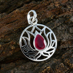 Indiase robijn, sierlijke Duitse zilveren solitaire Chloe touwdraad rode hanger sieraden